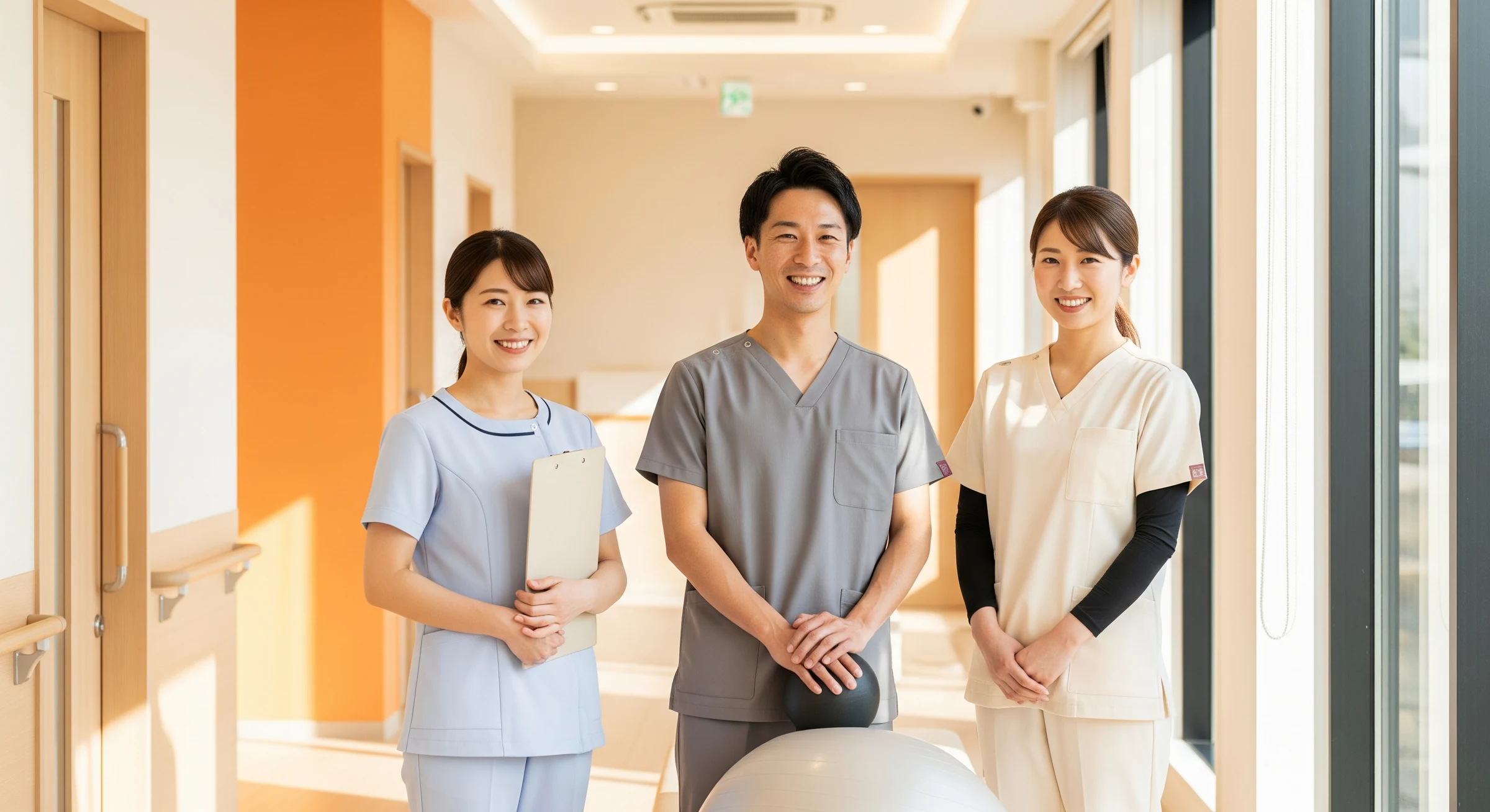 多職種スタッフが笑顔で並ぶ様子
